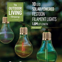 3.8M LED Solar Powered 10 - Bulb Festoon Lights String Light Premier