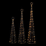 3pc Pyramid Metal Frame LED Lit Christmas Trees (Warm White) Premier Decorations