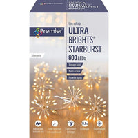 600 LED UltraBrights Starburst Christmas Silver Wire Lights Timer Vintage Gold Premier