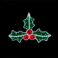 Premier Christmas LED 90x70cm Tinsel Ropelight Holly With Controller and 196 LED Premier