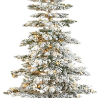 Premier Artificial Christmas Tree 2.1m Prelit Flock Vale Pine PVC 300 W/W LEDs Premier