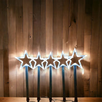 Flashing Star Path Lights 5 Piece-set- 50 white LED Lights  Outdoor/Indoor 60cm Premier