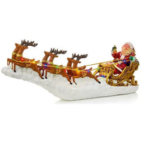 Premier 65cm Lit Santa with Sleigh And Reindeers Village ornament Premier