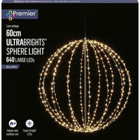 Premier - LED Black Metal Frame Ball - 60cm - Warm White LEDs Premier