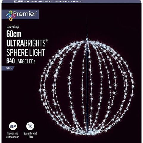 Premier - LED White Metal Frame Ball - 60cm - White LEDs Premier