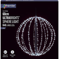 Premier - LED White Metal Frame Ball - 60cm - White LEDs Premier