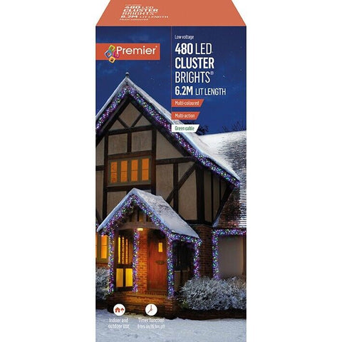 480 Premier Christmas indoor/Outdoor Cluster Timer Lights in White LEDs Premier