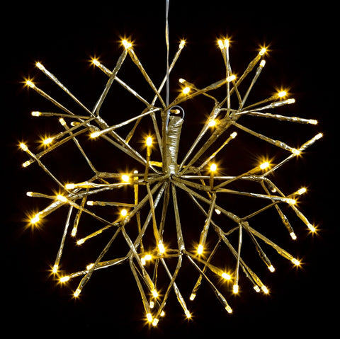 Christmas Xmas Indoor & Outdoor Matte Gold  Sputnik With Warm/White LEDs Lights Premier