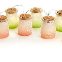 Premier 10 Frosted Coloured Glass Jars Warm White LED Christma Lights Premier