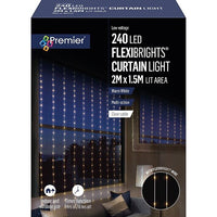 Premier 240 LED Christmas FlexiBrights Clear Curtain Lights - 2mx1.5m warm white Premier