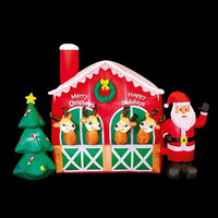 2.7m Inflatable Stable with Reindeers, Santa and Christmas tree Premier