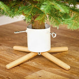 White Wooden Log Style Christmas Tree Stand for Real Xmas Trees Base Holder Premier
