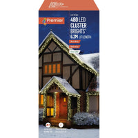 480 Premier Christmas indoor/Outdoor Cluster Timer Lights in Warm White LEDs Premier