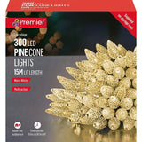 300 LED Pine Cone Lights Warm White Multi-Action Christmas Decoration Premier
