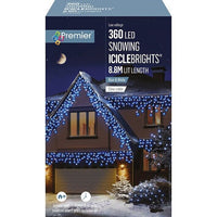 360 LED 8.8m Premier Iciclebrights Outdoor Christmas Lights in Blue & White Premier