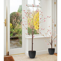 Artificial Peach Blossom Tree Pink 95cm with 64 flowers in plastic pot Premier