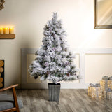 Premier Artificial Christmas Tree 1.5M Pre Lit Lumi Spruce Flocked Bristles pot Premier