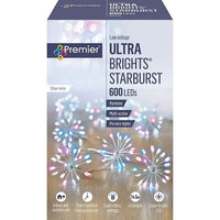 Premier 600 LED UltraBrights Starburst Christmas Silver Wire  Timer Rainbow Premier