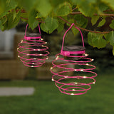 2PC Solar Powered Spiral Lantern Garden Outdoor Decorative Hanging LED Lights The Outdoor Living Company