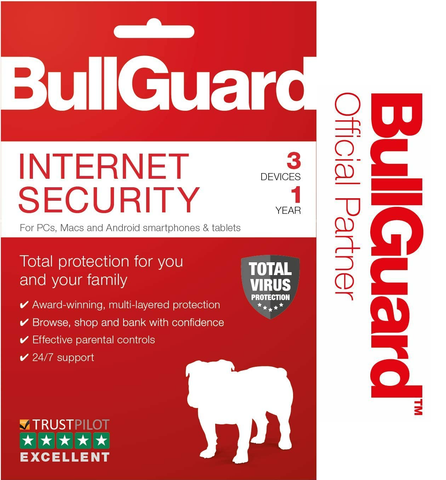 BULLGUARD INTERNET SECURITY 2022 LATEST EDITION - 1 YEAR - 3 USER LICENCE BullGuard