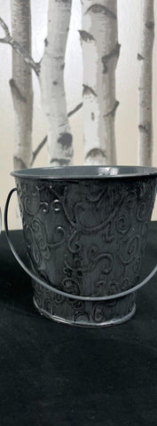3 Citronella Wax Candles In Decorative Coloured Iron Bucket 10H Grey+White+Black Unbranded