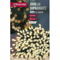 1000 LED Supabrights Christmas Lights + Timer Multi-Action Warm White Premier Premier