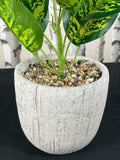 35cm Leaf Design UK Realistic Large Artificial Foliage Plant with Cement Pot Leaf