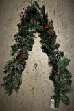 Natural Garland Holly Berry Pine Cones 1.8m Stairs Fireplace Xmas Decorations Premier