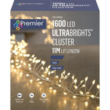 Vintage Gold Ultrabright Cluster LED Lights With Timer 11M Xmas 1600 LEDs Christmas Crackers