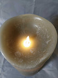 LARGE 30cm x 15cm Dancing Flame Grey Candle with Timer LED Battery Operated