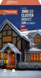 Premier 2000 Ice White LEDs Christmas Cluster Lights IN/OUTDOOR 25M Premier