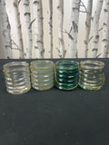 Set of 4 Home Decor Vintage Glass Green Clear Tea Light Holders Display Gift Set Home Decor