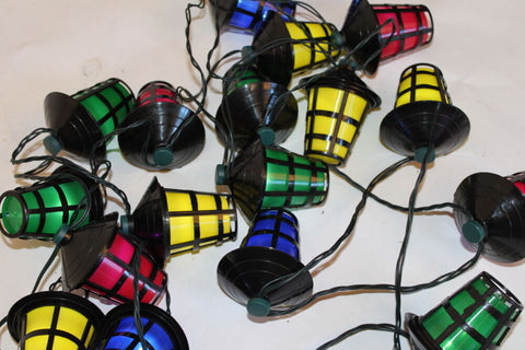 20 Multi Coloured LED Lantern Light Festoon Sets- For Outdoor or Indoor Use . Garden Market Place
