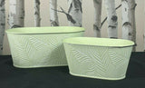 Set of 2 Large and Small Set of 2 Galvanised Pots Green Floral Print Unbranded