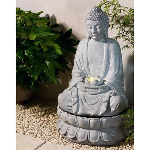 Buddha Water Feature Mains Powered Fountain with LED Lights The Outdoor Living company