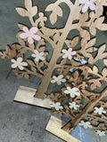 Premier 2 Pack Wooden Tree with White Iridescent Glitter Flower Home Decoration Premier