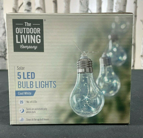 The Outdoor Living Company Solar 5 bulb (24 LED) Festoon light Cool White White