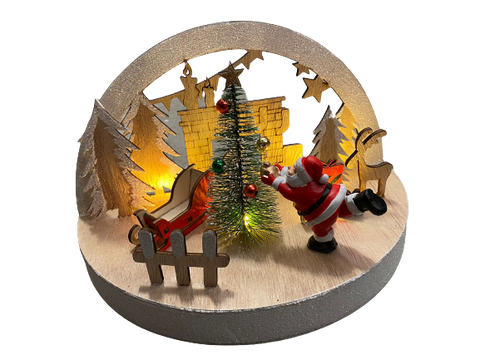 Premier Wooden Santa Claus LED Battery Operated Christmas Ornament Decoration Premier