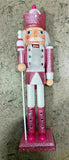 38cm Pink Glitter Nutcracker Man Wooden Ornament Christmas Soldiers Home Decor - Retail ABC - Branded Goods - Discount Prices