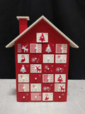 38 x 30cm Red White House Wooden Christmas Advent Calendar 25 Drawers Countdown - Retail ABC - Branded Goods - Discount Prices
