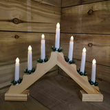 Premier 7 Bulb Wooden Candle bridge / Arch 40cm Battery Operated With Timer - Retail ABC - Branded Goods - Discount Prices