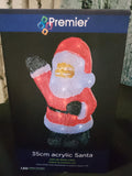 Holiday Christmas 35cm 30L Acrylic Light Up Old Santa Indoor And Outdoor Useable Premier