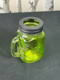 4 x Glass Mason Jar Tea-Light Holder Red Green Blue Purple And Clear With Handle Purple