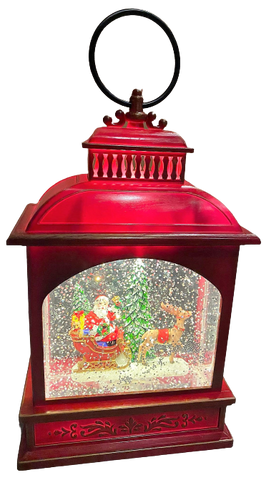 Premier DAMAGED Water Spinning Light Up LED Santa Claus Lantern Snow Globe - Retail ABC - Branded Goods - Discount Prices