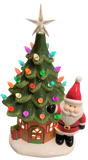 Premier Ceramic Lighted Green Battery Operated Christmas Tree Santa Decoration - Retail ABC - Branded Goods - Discount Prices