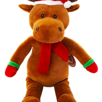 30cm FLUFFY PLUSH 12" REINDEER WITH CHRISTMAS HAT & SCARF Soft Toy Eco Plush - Retail ABC - Branded Goods - Discount Prices