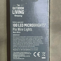 100 LED Light Battery Operated Warm White Pin Wire Microbrights with Timer Premier