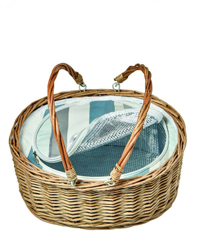 Chichester Picnic stylish Cool Bag Wicker Basket with Handles H18 x L39 x D31cm Unbranded