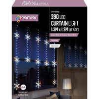 1.2m x 1.3m Curtain Snowflake Window Light with 390 White LEDs Premier Decorations Ltd