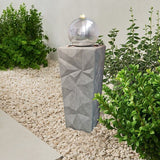 The Outdoor Living Company Tower Water Feature with Stainless Steel Orb and LEDs The Outdoor living company
